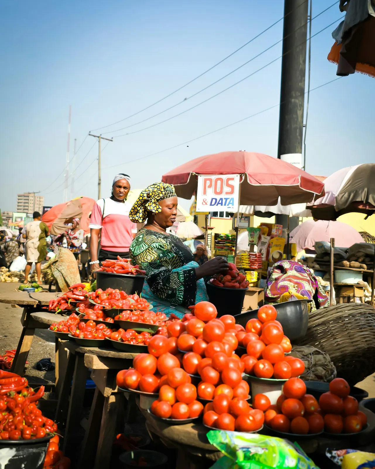 Tomatoes on a market stall